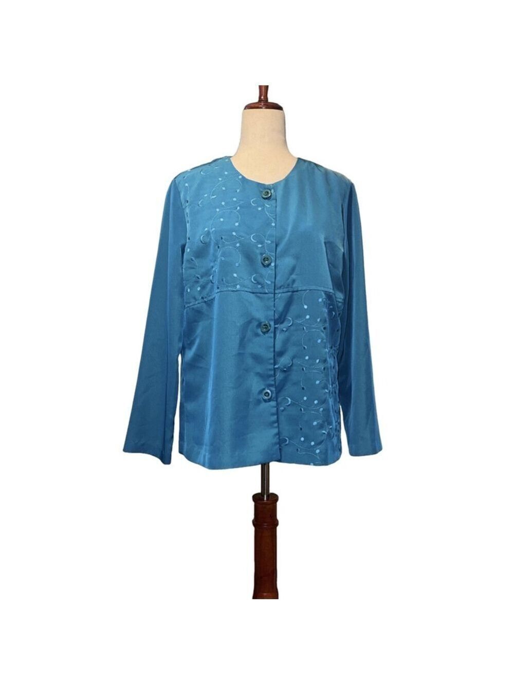 Vintage Teal 3 pc suit sleeveless tank pants and a jacket. Size 12 USA poly￼￼ - Picture 3 of 11